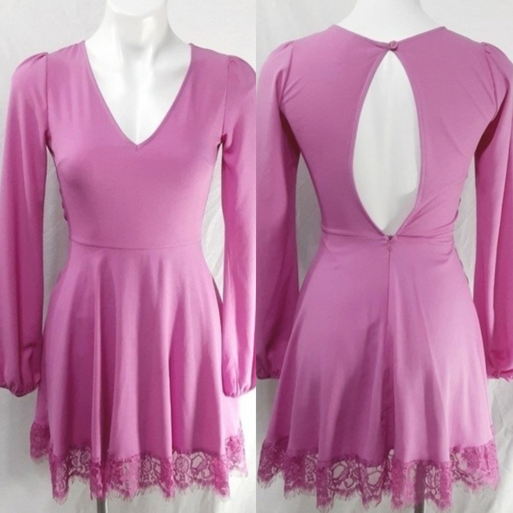 Sage Puff Sleeve Cutout Back Flowy Fit & Flare Dress Small Romantic Boho Chic